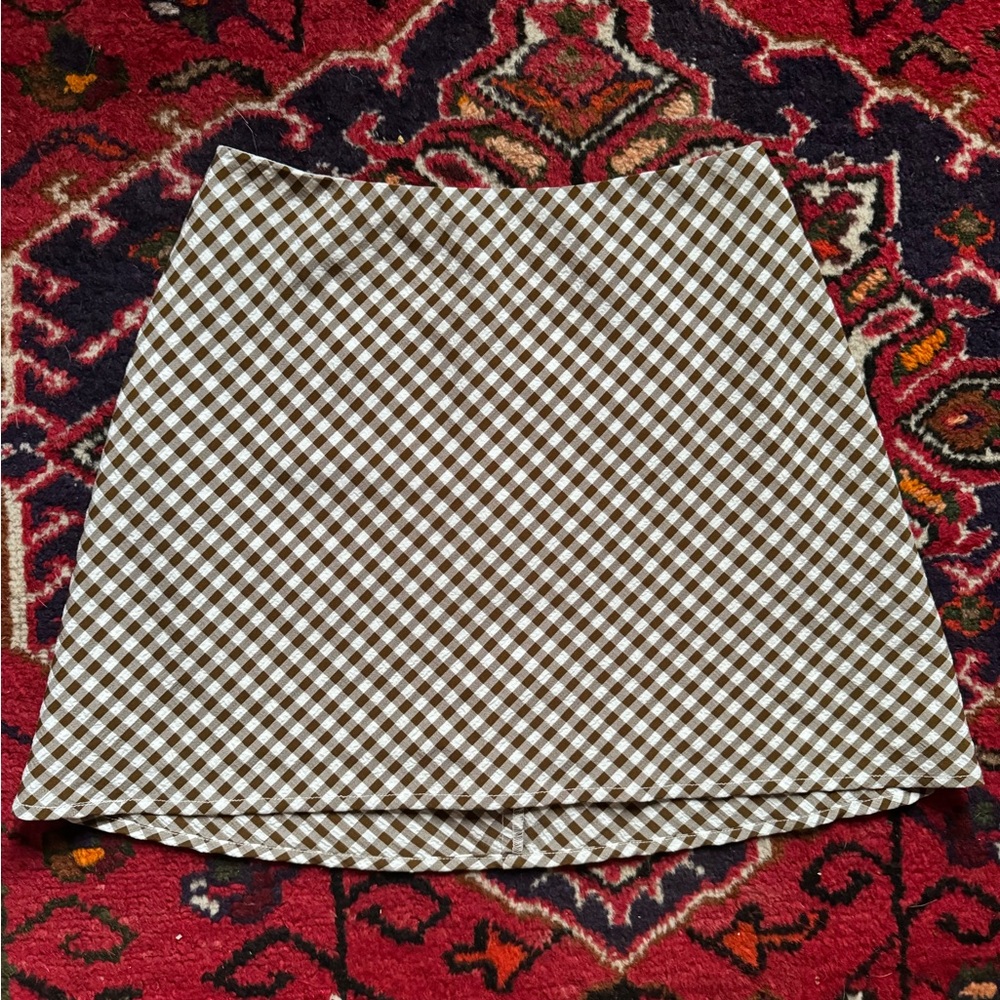 Brown gingham mini skirt